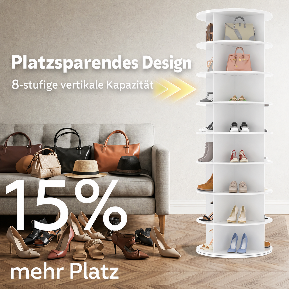YODOLLA 8-stufiges drehbares Schuhregal, Schuh-Turm-Organizer