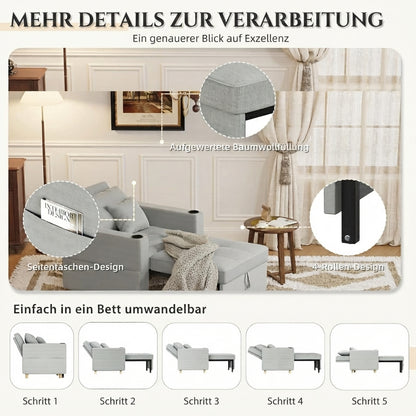 YODOLLA Schlafsofa, 36 Zoll verwandelbarer Stuhl mit Bettfunktion, Grau