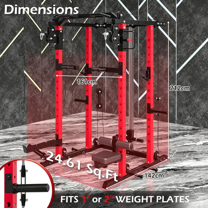 YODOLLA Power Cage 907 kg, Power Rack mit Bankdrück-Funktion