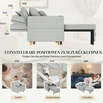 YODOLLA Schlafsofa, 36 Zoll verwandelbarer Stuhl mit Bettfunktion, Grau