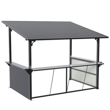 YODOLLA 3,7 x 3m Fahrradunterstand, Garten-Metallpergola, Dunkelgrau