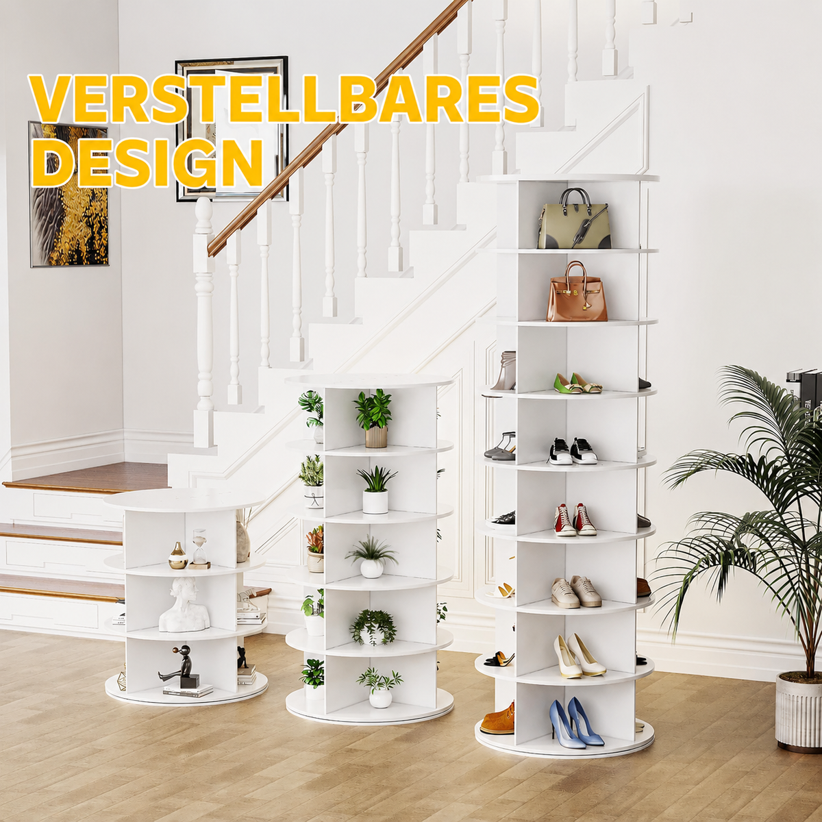 YODOLLA 8-stufiges drehbares Schuhregal, Schuh-Turm-Organizer