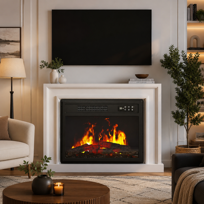 YODOLLA Elektrischer Kamin, 58 cm / 23″ Kamin-Heizgerät mit Fernbedienung, Schwarz