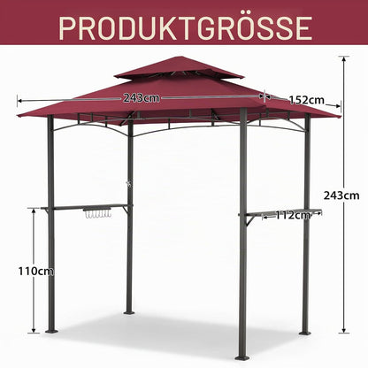 YODOLLA  8' x 5' Outdoor-Grillpavillon mit Doppeldach,  Weinrot