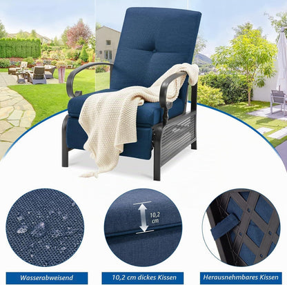 YODOLLA Gartensessel mit verstellbarer Rückenlehne und Relaxfunktion, Blau
