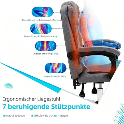 YODOLLA Ergonomisch Bürostuhl mit Fußstütze & Liegefunktion, Grau