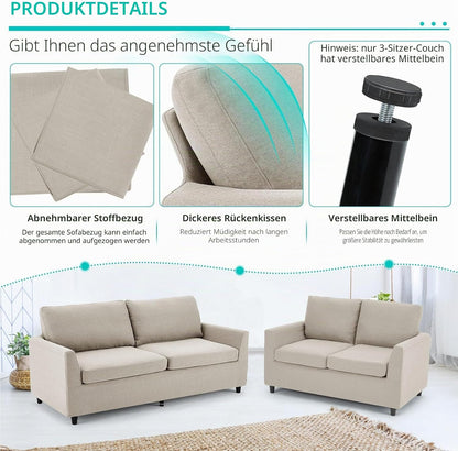 YODOLLA 2 Sitzer Sofa, kleine Sofa mit schlaffunktion, Weiß