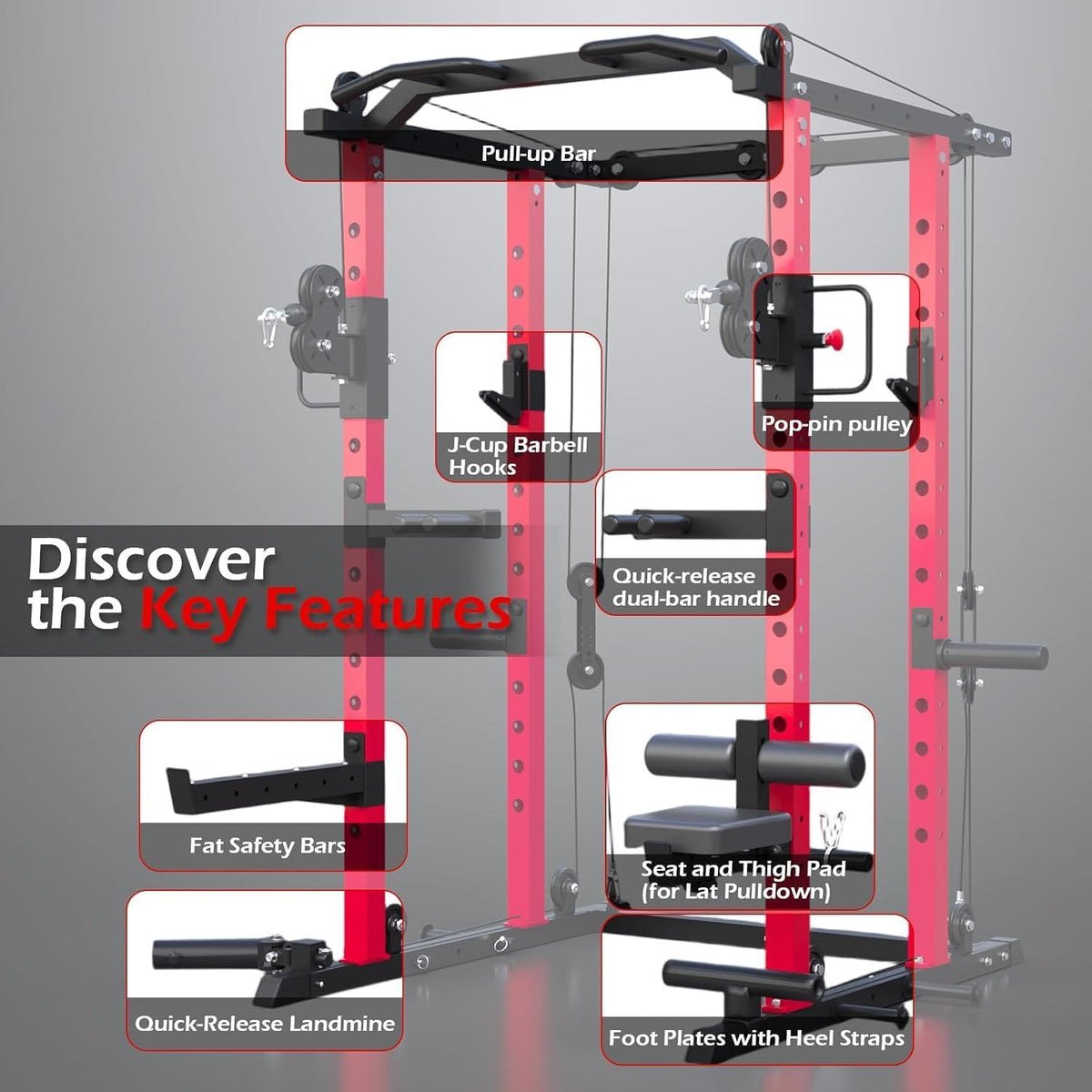 YODOLLA Power Cage 907 kg, Power Rack mit Bankdrück-Funktion