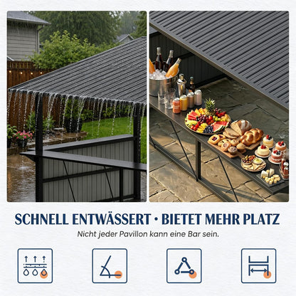 YODOLLA 3,7 x 3m Fahrradunterstand, Garten-Metallpergola, Dunkelgrau