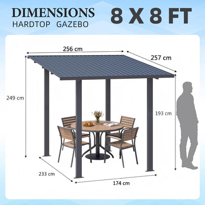YODOLLA Pavillon 2,4 × 2,4 m mit Hardtop-Metalldach