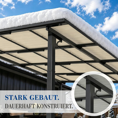 YODOLLA 3,7 x 3m Fahrradunterstand, Garten-Metallpergola, Dunkelgrau