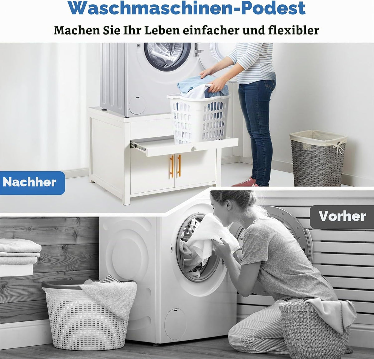 YODOLLA Waschtrockner-Sockel, 700 lbs, 29″x29″x23″, Weiß