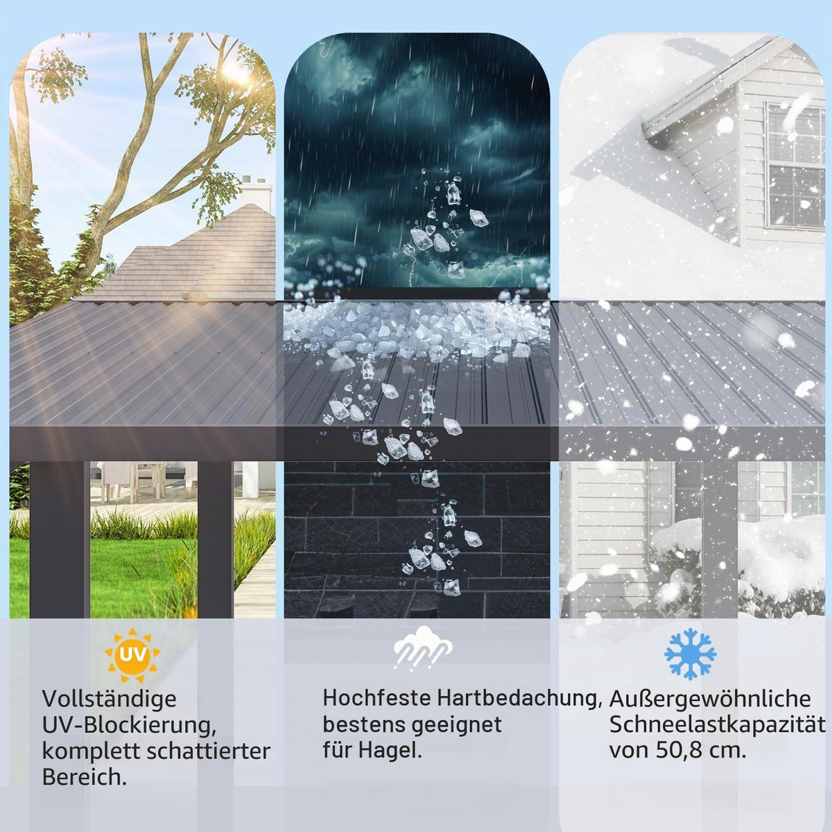 YODOLLA Pavillon 2,4 × 2,4 m mit Hardtop-Metalldach