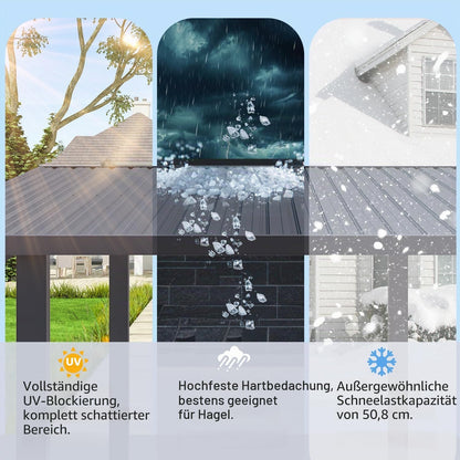 YODOLLA Pavillon 2,4 × 2,4 m mit Hardtop-Metalldach