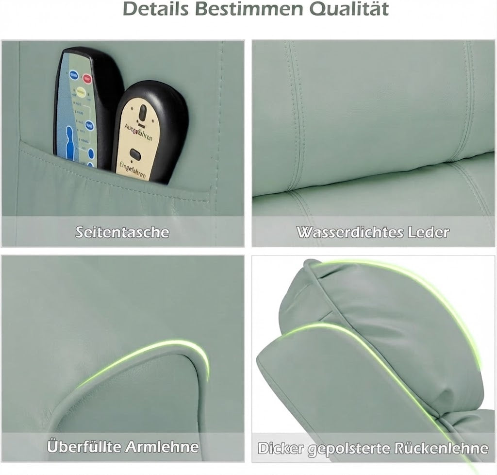 YODOLLA Elektrischer Lift-Sessel für Senioren, Kunstleder, Mintgrün