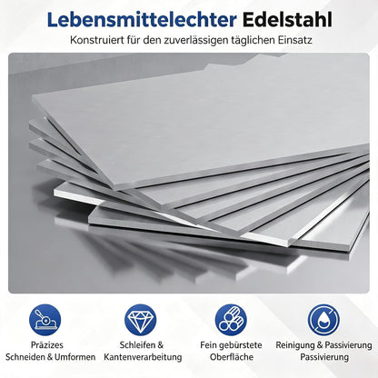 YODOLLA Edelstahl Stauraumschrank mit Rollen, Regalboden & Schublade, Weiß