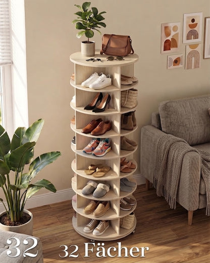 YODOLLA 8‑stufiges drehbares Schuhregal‑Turm‑Organizer (23.6''x23.6''x74'', Natur)