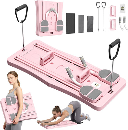 YODOLLA 5-in-1 faltbares Pilates-Reformer-Brett mit LED-Zähler, Pink