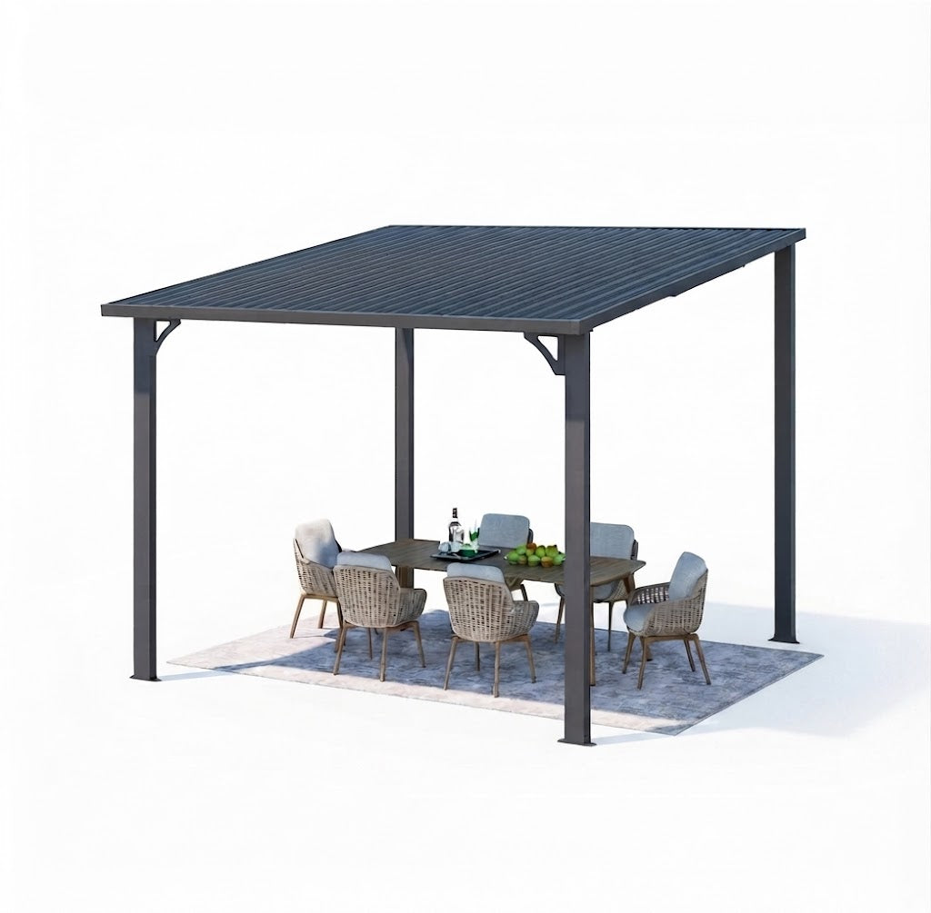 YODOLLA 10' x 10' Gartenpavillon, Terrassenüberdachung für Terrasse, Schwarz