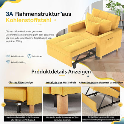 YODOLLA 36 Zoll verwandelbarer Stuhl mit Bettfunktion, Gelb