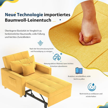YODOLLA 36 Zoll verwandelbarer Stuhl mit Bettfunktion, Gelb