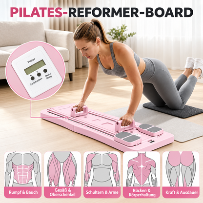 YODOLLA 5-in-1 faltbares Pilates-Reformer-Brett mit LED-Zähler, Pink