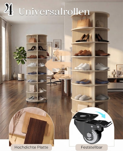 YODOLLA 8‑stufiges drehbares Schuhregal‑Turm‑Organizer (23.6''x23.6''x74'', Natur)