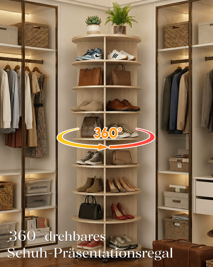 YODOLLA 8‑stufiges drehbares Schuhregal‑Turm‑Organizer (23.6''x23.6''x74'', Natur)