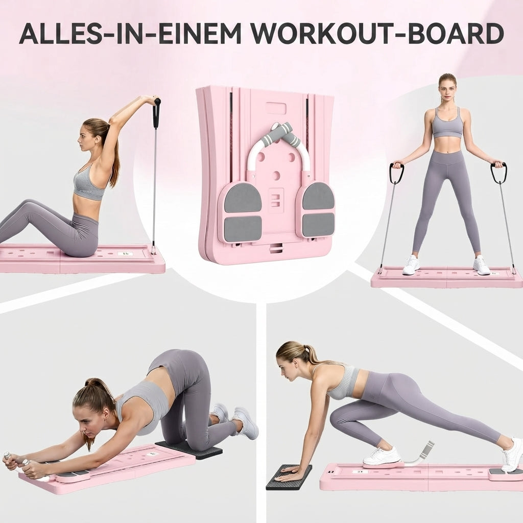 YODOLLA 5-in-1 faltbares Pilates-Reformer-Brett mit LED-Zähler, Pink