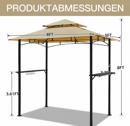 YODOLLA 8' x 5' Outdoor-Grillpavillon mit Doppeldach, Beige