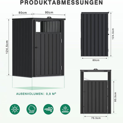 YODOLLA Mülltonnenbox, Set aus 4 abschließbaren Aufbewahrungsboxen, Dunkelgrau