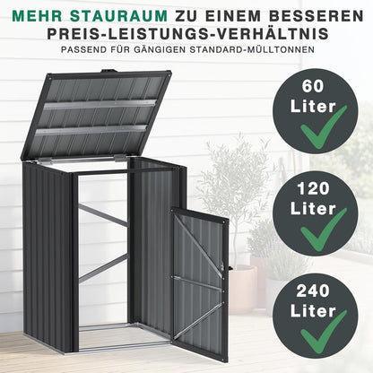 YODOLLA Mülltonnenbox, Set aus 4 abschließbaren Aufbewahrungsboxen, Dunkelgrau