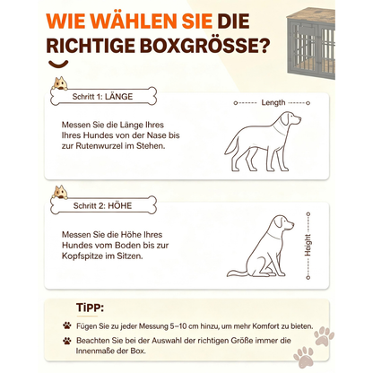 YODOLLA 83cm Hundekäfig Möbel, Hundebox mit Namensschild, 2 Türen, Braun