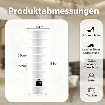 YODOLLA Drehbares Schuhschrank, 360° Schuhregal mit 4 Rollen, Weiß
