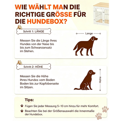 YODOLLA 83cm Hundekäfig Möbel, Hundebox mit Namensschild, 2 Türen, Weiß