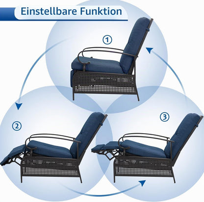 YODOLLA Gartensessel mit verstellbarer Rückenlehne und Relaxfunktion, Blau