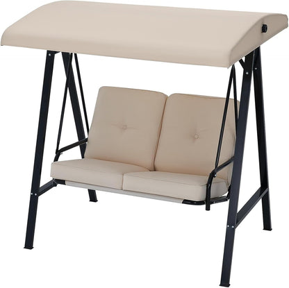 YODOLLA 2‑Sitzer Schaukelhängematte mit Sonnendach, Beige