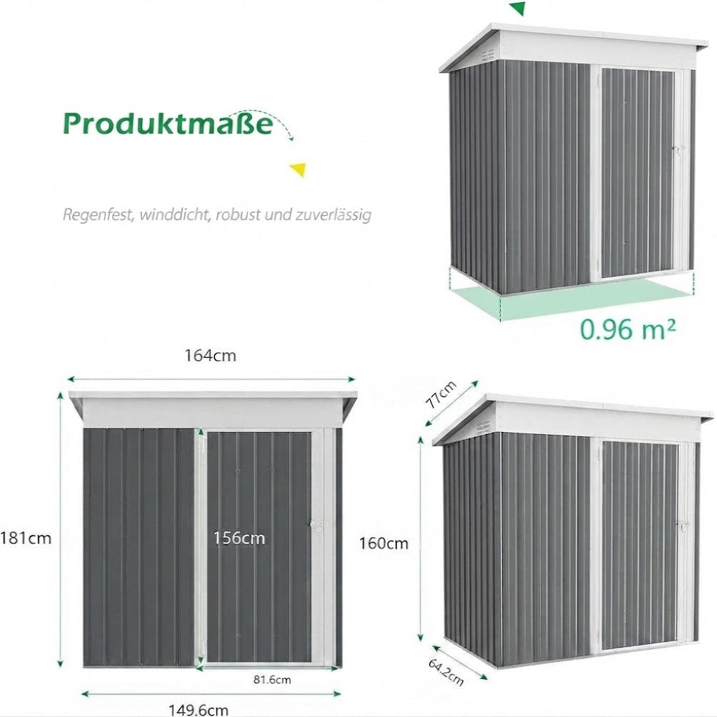 YODOLLA 5x3ft Gartenschuppen mit Boden, für den Hinterhof, dunkelgrau