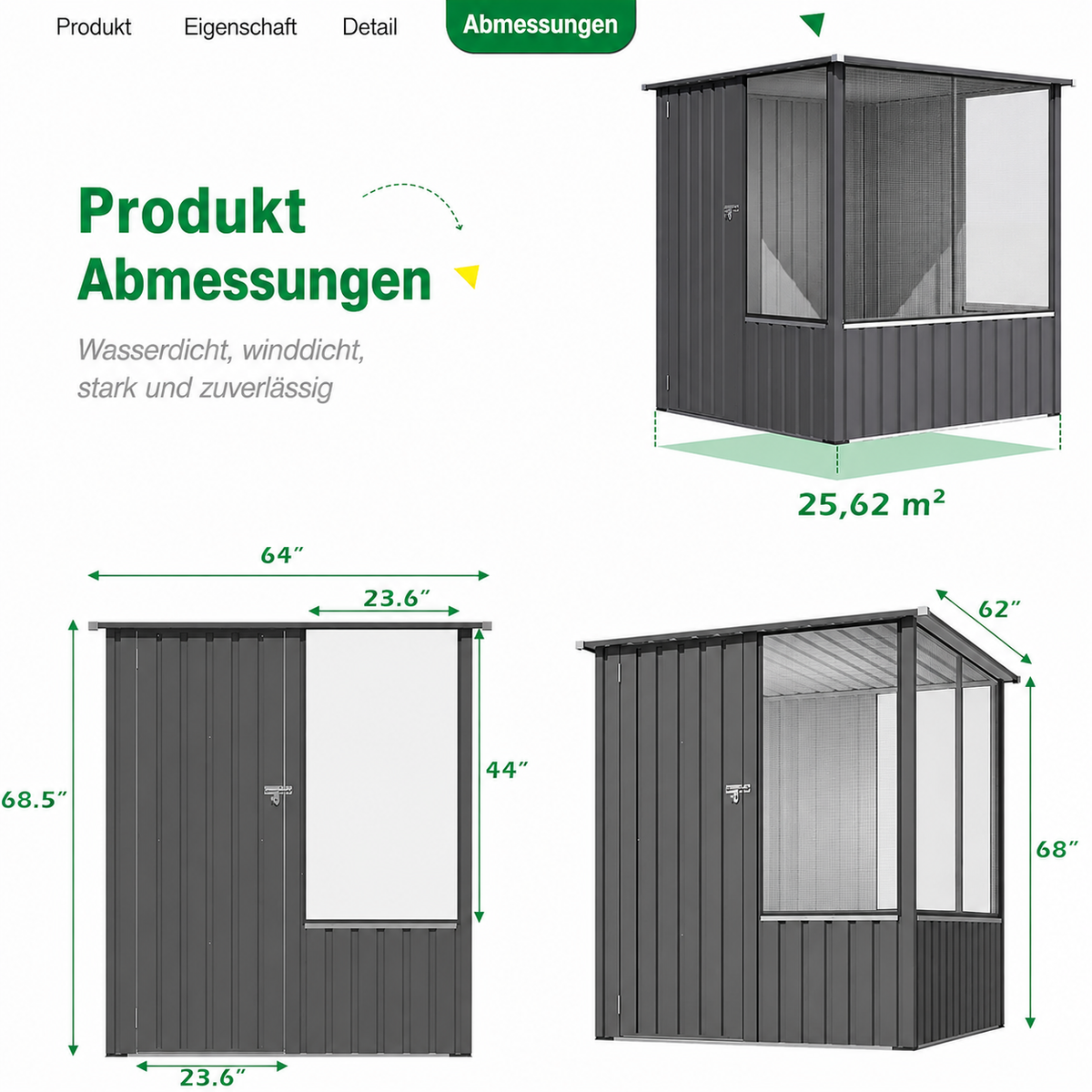 YODOLLA 5×5 FT Lagerschuppen, Metallschuppen & Außenaufbewahrung