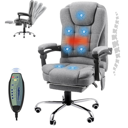YODOLLA Ergonomisch Bürostuhl mit Fußstütze & Liegefunktion, Grau