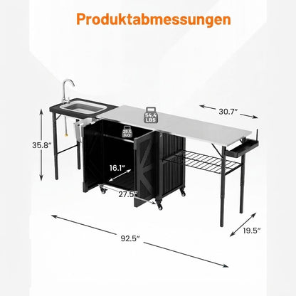 YODOLLA Grillwagen, klappbare outdoorküche aus Edelstahl für Terrasse