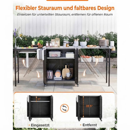 YODOLLA Grillwagen, klappbare outdoorküche aus Edelstahl für Terrasse