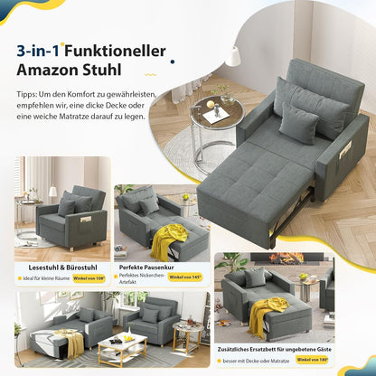 YODOLLA 36 Zoll verwandelbarer Stuhl mit Bettfunktion, Dunkelgrau