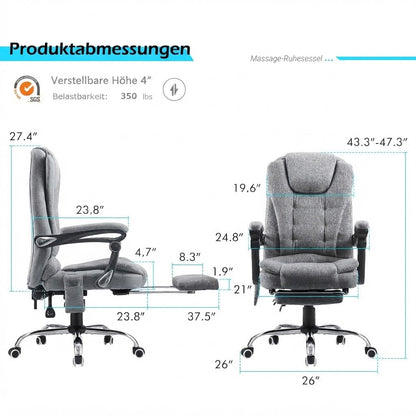 YODOLLA Ergonomisch Bürostuhl mit Fußstütze & Liegefunktion, Grau