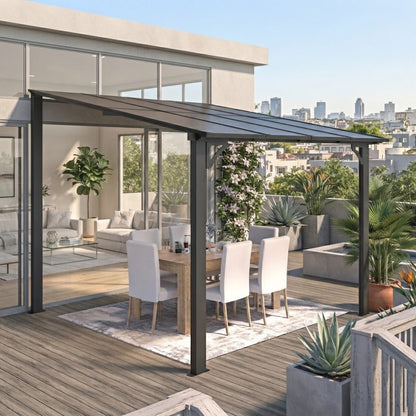 YODOLLA 2,4 x 2,4 m Terrassenüberdachung für Garten, Schwarz