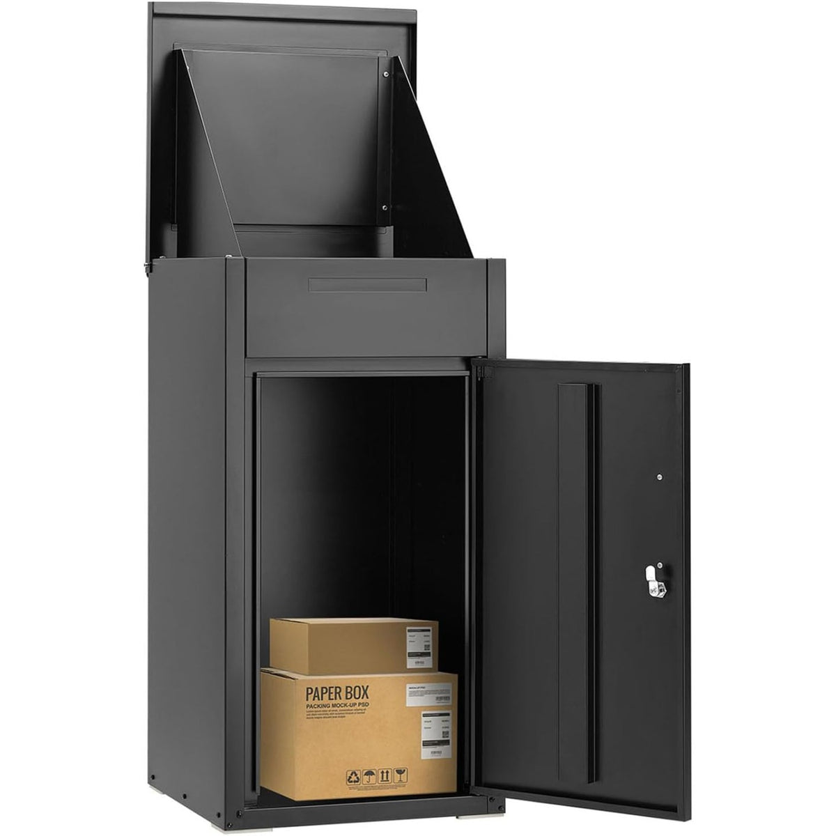 YODOLLA Diebstahlsicherer Paketkasten mit Briefkasten für Vordach und Zaun, Dunkel, 33.5" x 17" x 16"