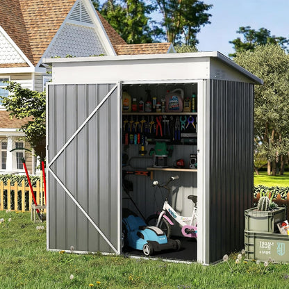 YODOLLA 5x3ft Gartenschuppen mit Boden, für den Hinterhof, dunkelgrau