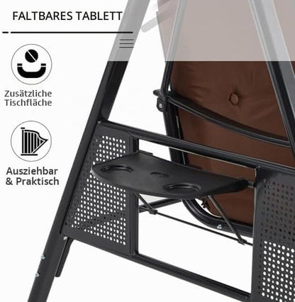 YODOLLA 3‑Sitzer Terrassen‑ und Verandaschaukel, Braun