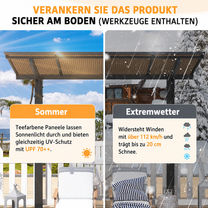 YODOLLA 8' x 8' Pavillon für die Terrasse, kleiner freistehender Pultdach-Pavillon