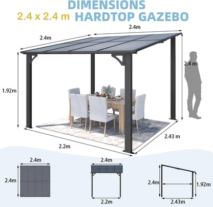 YODOLLA 2,4 x 2,4 m Terrassenüberdachung für Garten, Schwarz
